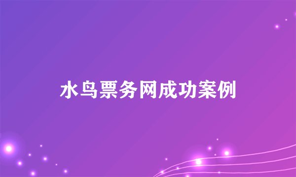 水鸟票务网成功案例