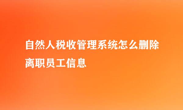 自然人税收管理系统怎么删除离职员工信息