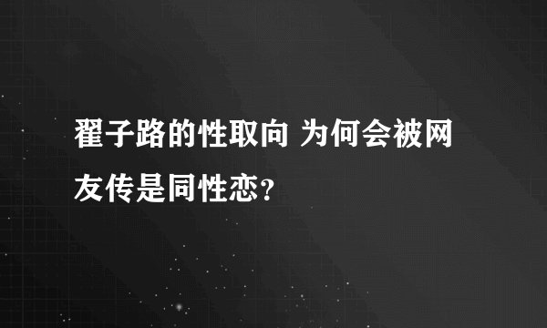 翟子路的性取向 为何会被网友传是同性恋?